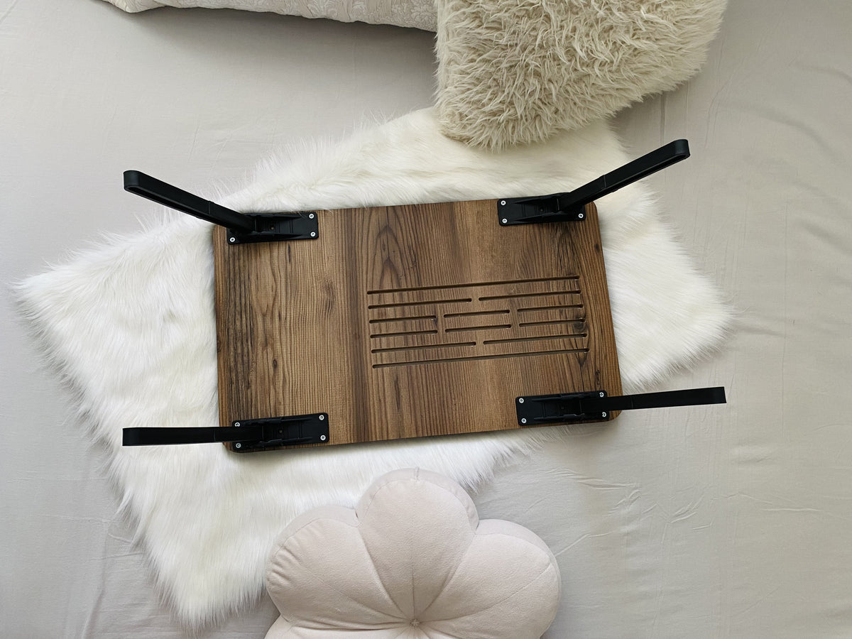 Axolotl Fold Away Bed Tray Ladin - Lap Desk with Mouse Pad - Bed Desk - Foldable Lap Tray - Breakfast Tray with Phone Compartment - Gift